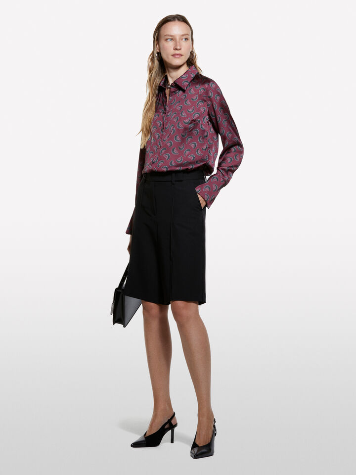Blush shirt in printed satin - women's shirts - Blush | Sisley image number 1